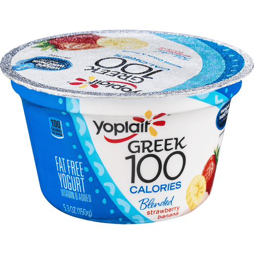 slide 2 of 9, Yoplait Greek 100 Calories Strawberry Banana Fat Free Yogurt, 5.3 oz