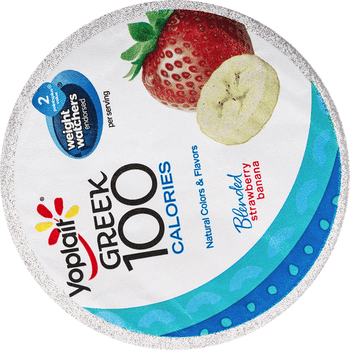 slide 8 of 9, Yoplait Greek 100 Calories Strawberry Banana Fat Free Yogurt, 5.3 oz