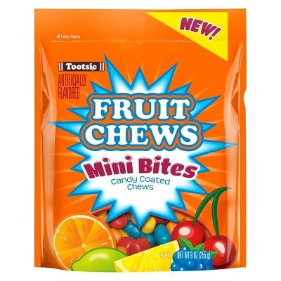 slide 1 of 1, Tootsie Roll Fruit Chews Mini Bites Candy Coated Chews, 9 oz