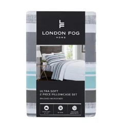 London Fog Microfiber Pillowcase Set (2) King Waltham Stripe