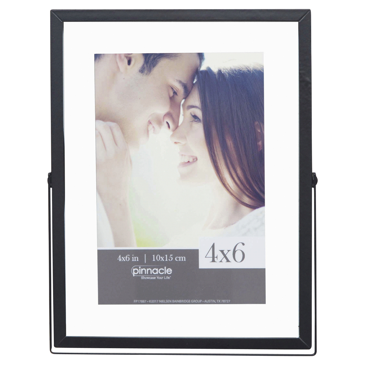 slide 1 of 1, Pinnacle Metal Float Picture Frame On Easel - Black, 4 in x 6 in