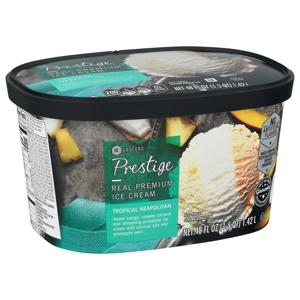 slide 2 of 9, SE Grocers Prestige Real Premium Ice Cream - Tropical Neapolitan, 48 fl oz