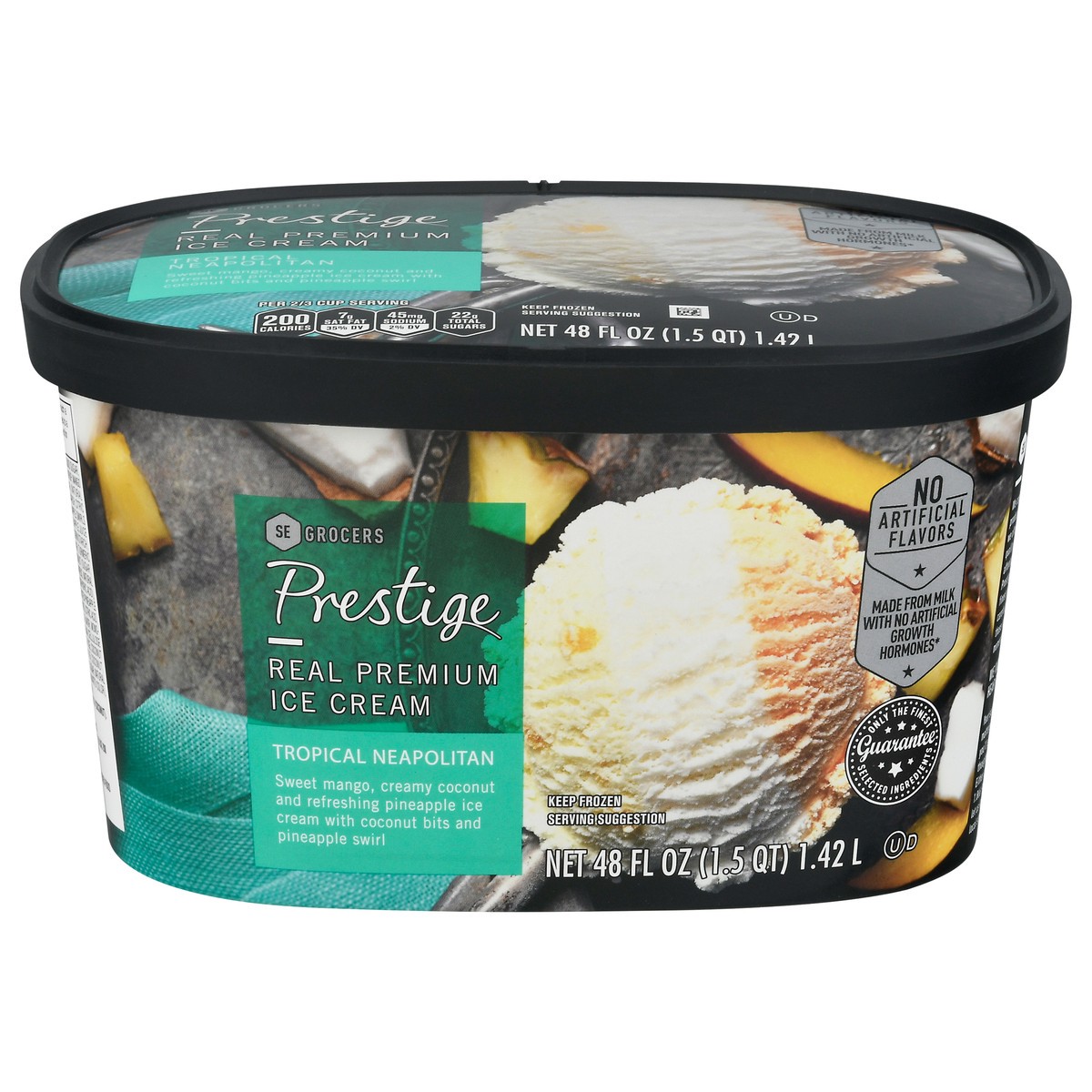 slide 1 of 9, SE Grocers Prestige Real Premium Ice Cream - Tropical Neapolitan, 48 fl oz