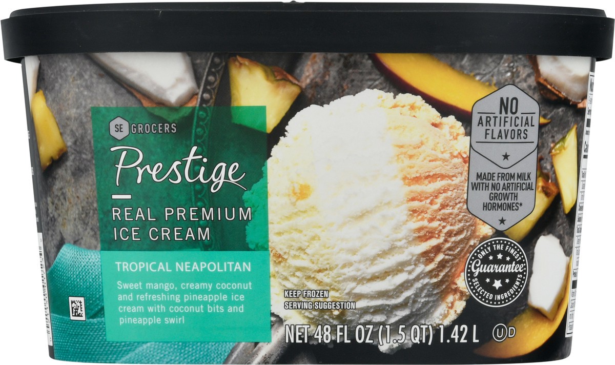slide 5 of 9, SE Grocers Prestige Real Premium Ice Cream - Tropical Neapolitan, 48 fl oz