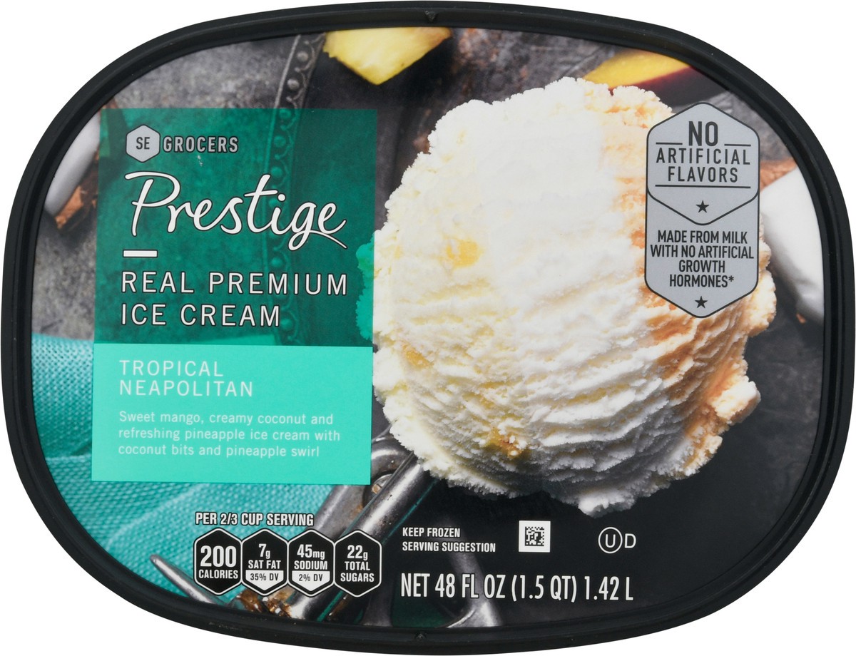 slide 9 of 9, SE Grocers Prestige Real Premium Ice Cream - Tropical Neapolitan, 48 fl oz