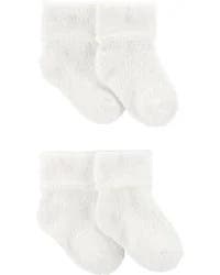 Carters Baby 4-Pack Foldover Chenille Booties Cream 12-24