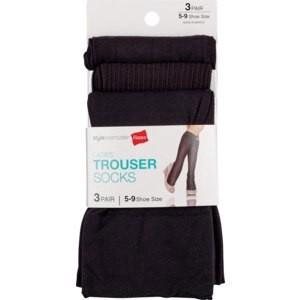 slide 1 of 1, Style Essentials by Hanes Style Essentials Ladies' Dress Socks Trouser, Black, Size 4-10, 3 ct