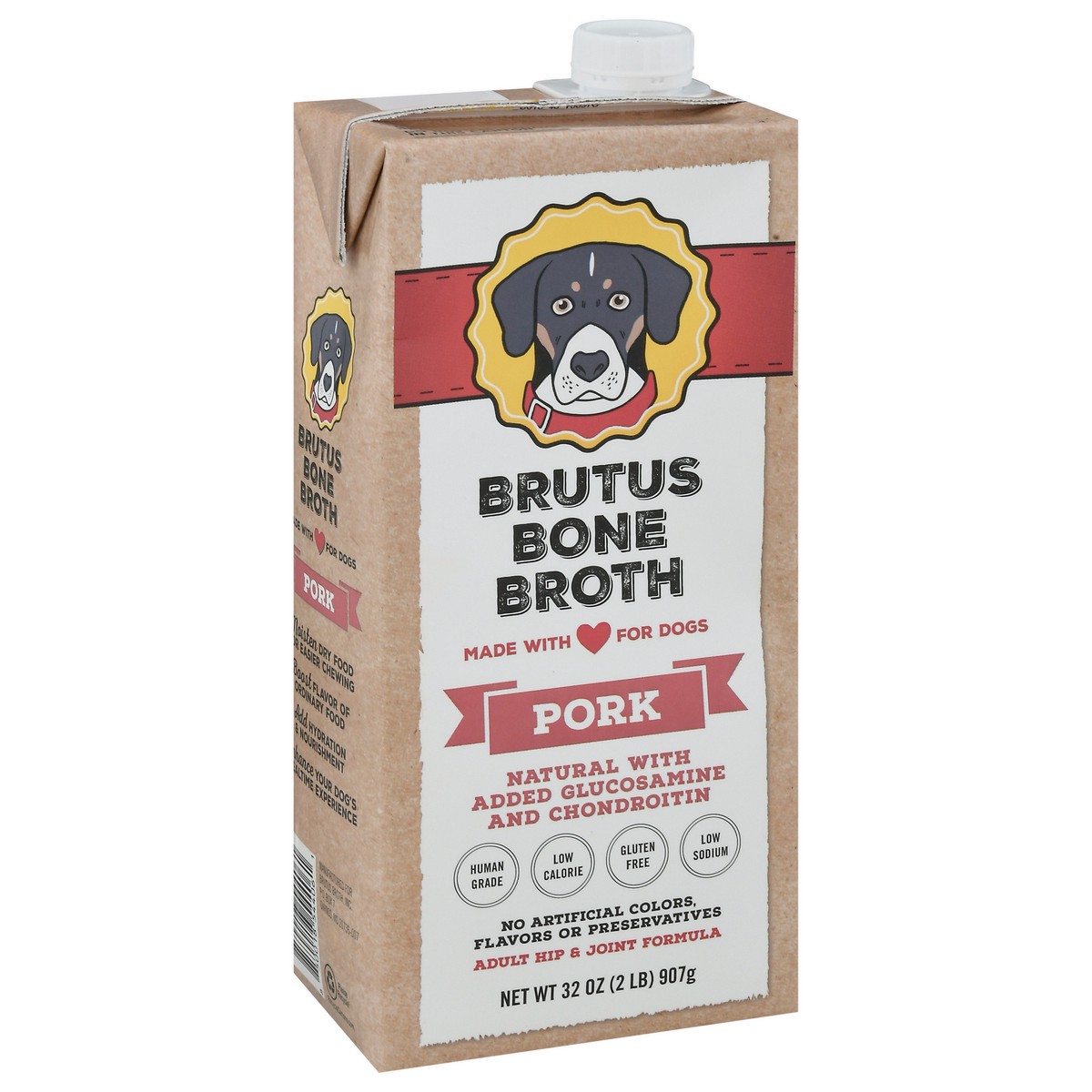 slide 6 of 9, Brutus Bone Broth Brutus Broth Pork Flavored Grain-Free Bone Broth Dog Food Topping, 32 oz