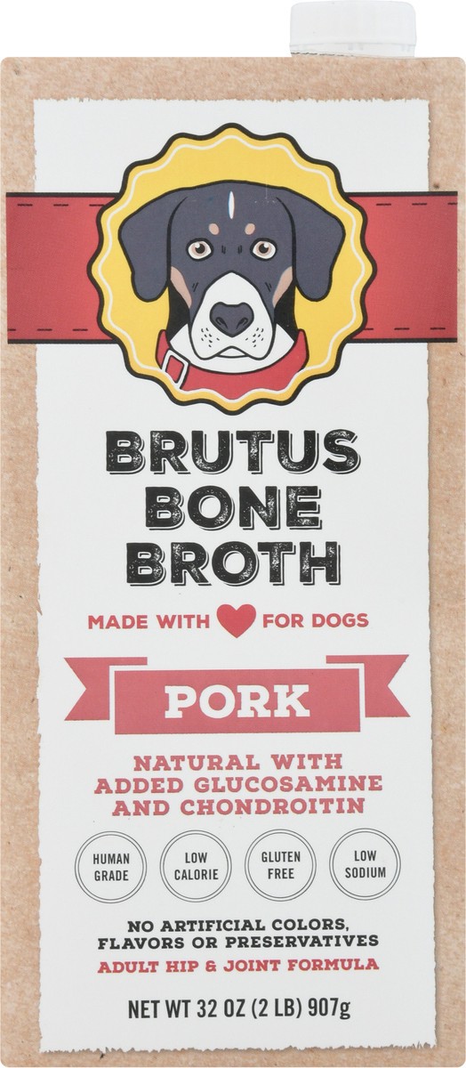 slide 7 of 9, Brutus Bone Broth Brutus Broth Pork Flavored Grain-Free Bone Broth Dog Food Topping, 32 oz