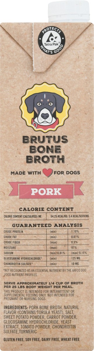 slide 4 of 9, Brutus Bone Broth Brutus Broth Pork Flavored Grain-Free Bone Broth Dog Food Topping, 32 oz