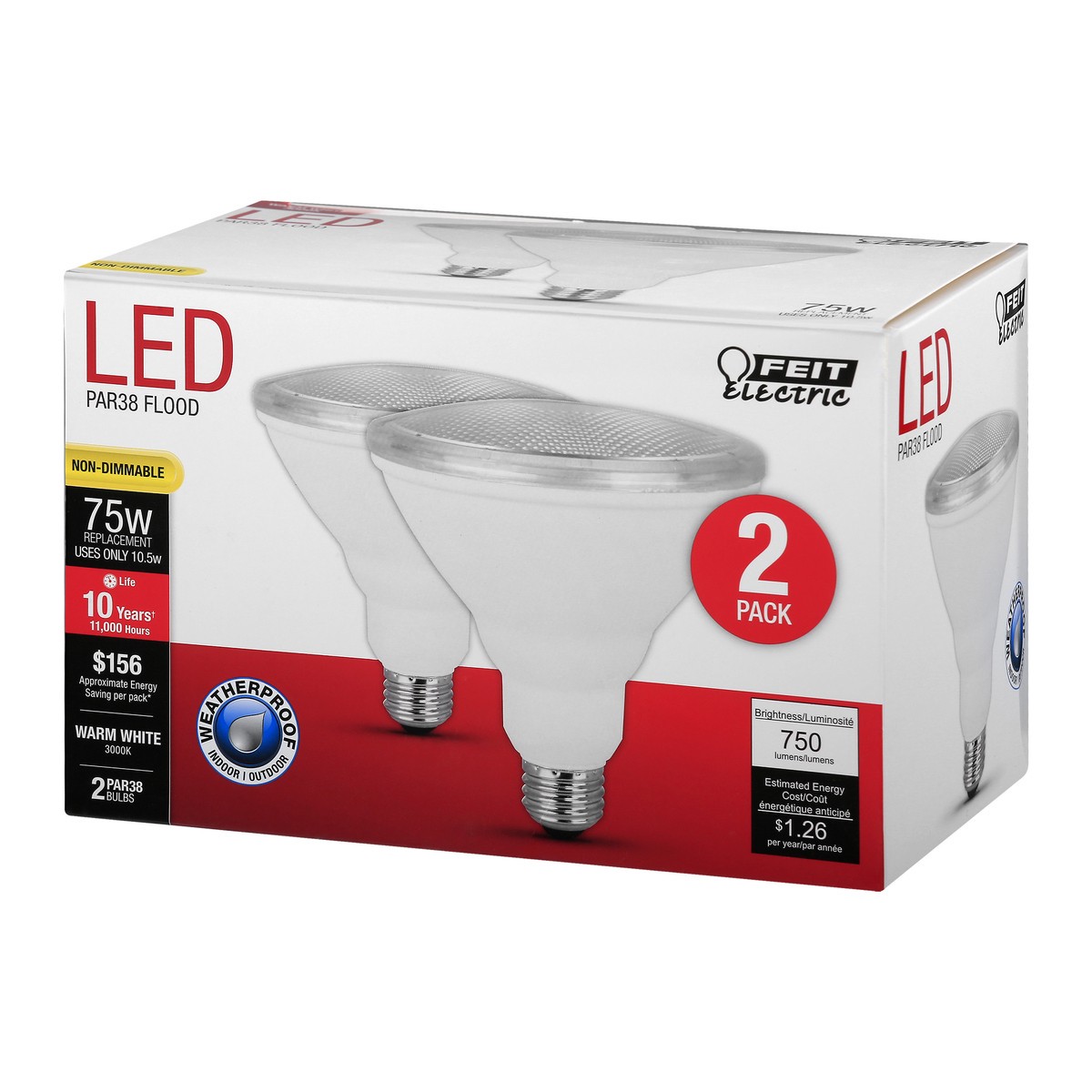 slide 5 of 11, Feit Electric 75 Watts LED Warm Light Flood Bulbs 2 ea, 2 ct