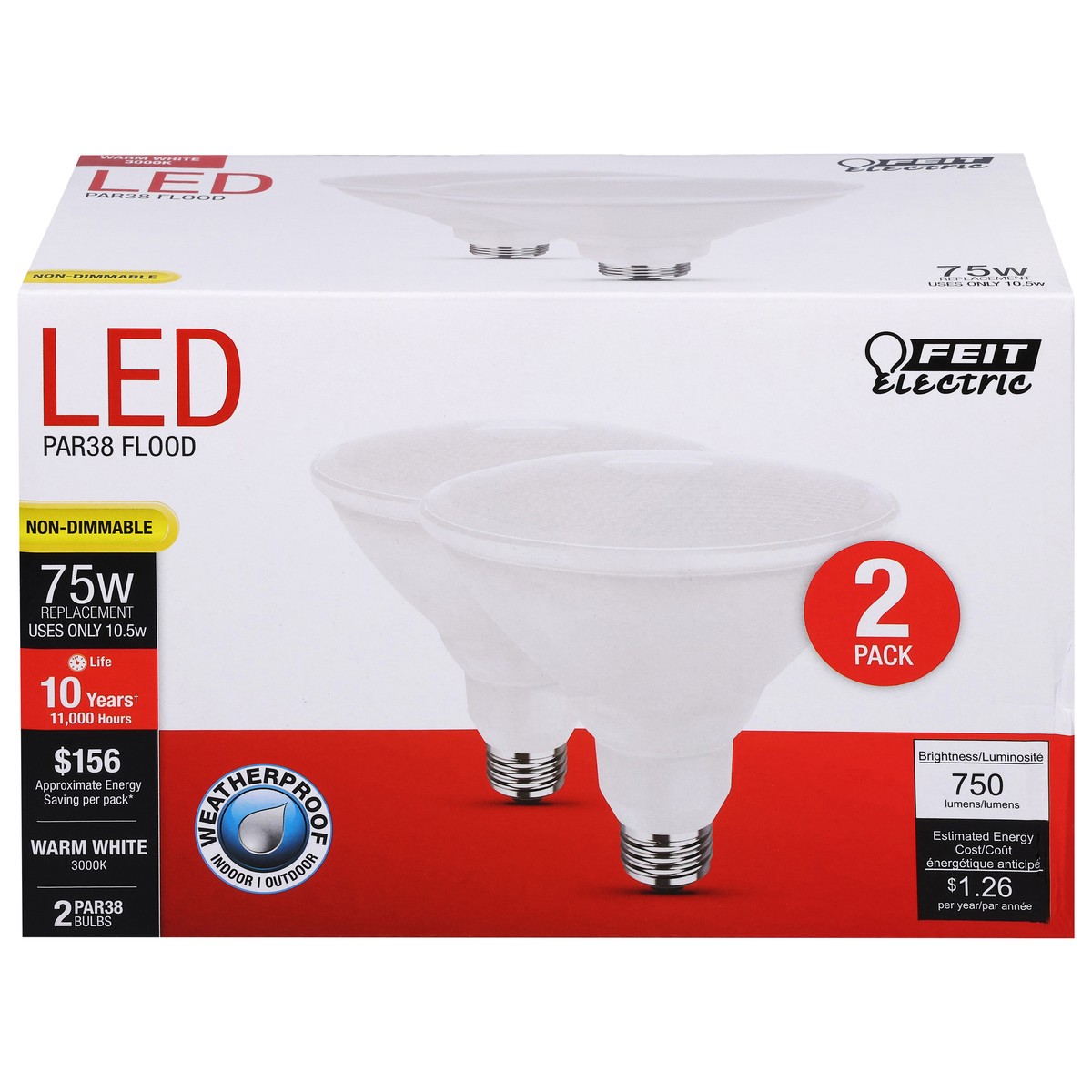 slide 1 of 11, Feit Electric 75 Watts LED Warm Light Flood Bulbs 2 ea, 2 ct