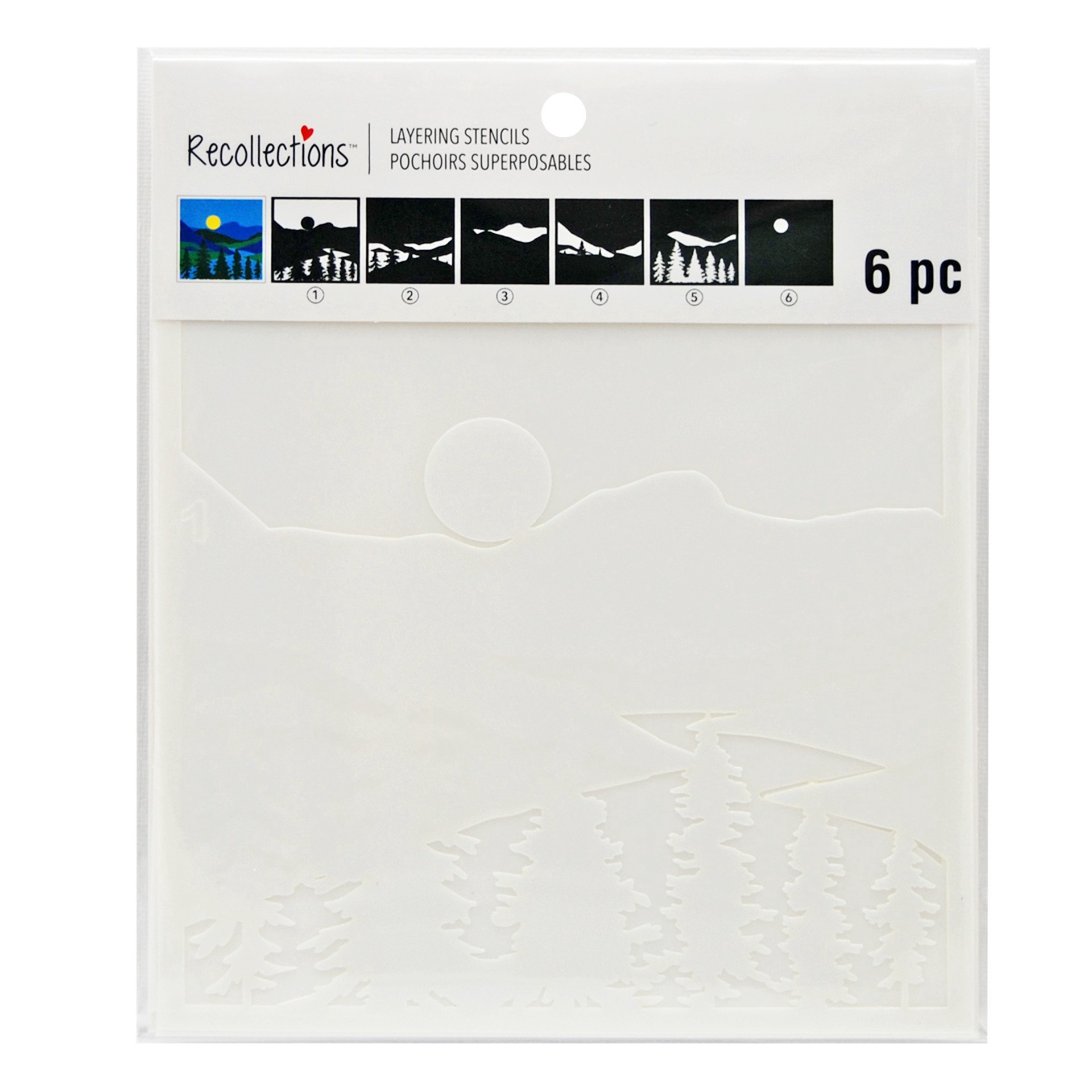 slide 2 of 3, Lake Landscape Layering Stencils By Recollections, 6 in x 6 in