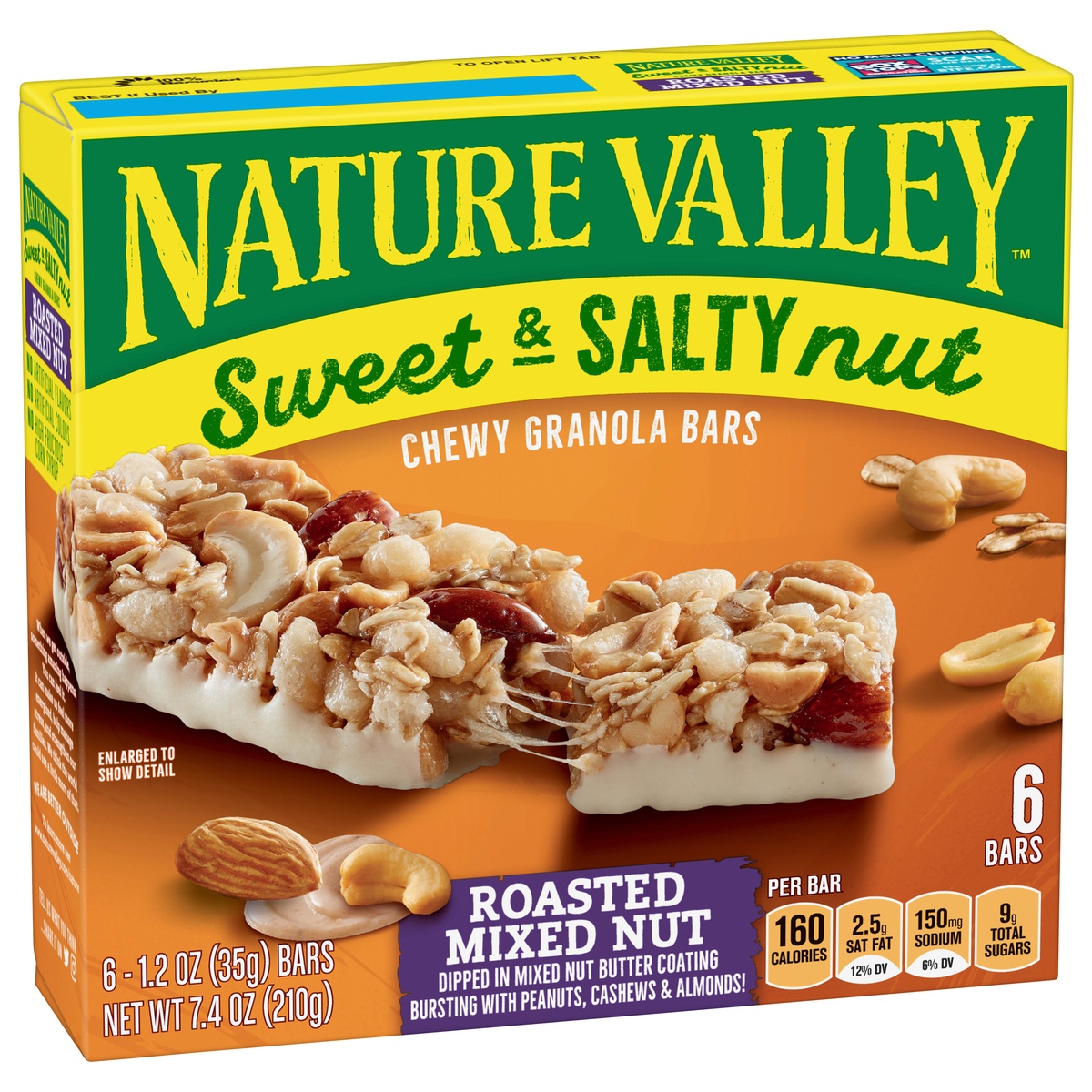 slide 3 of 9, Nature Valley Granola Bars, Sweet and Salty Nut, Roasted Mixed Nut, 6 ct, 6 ct