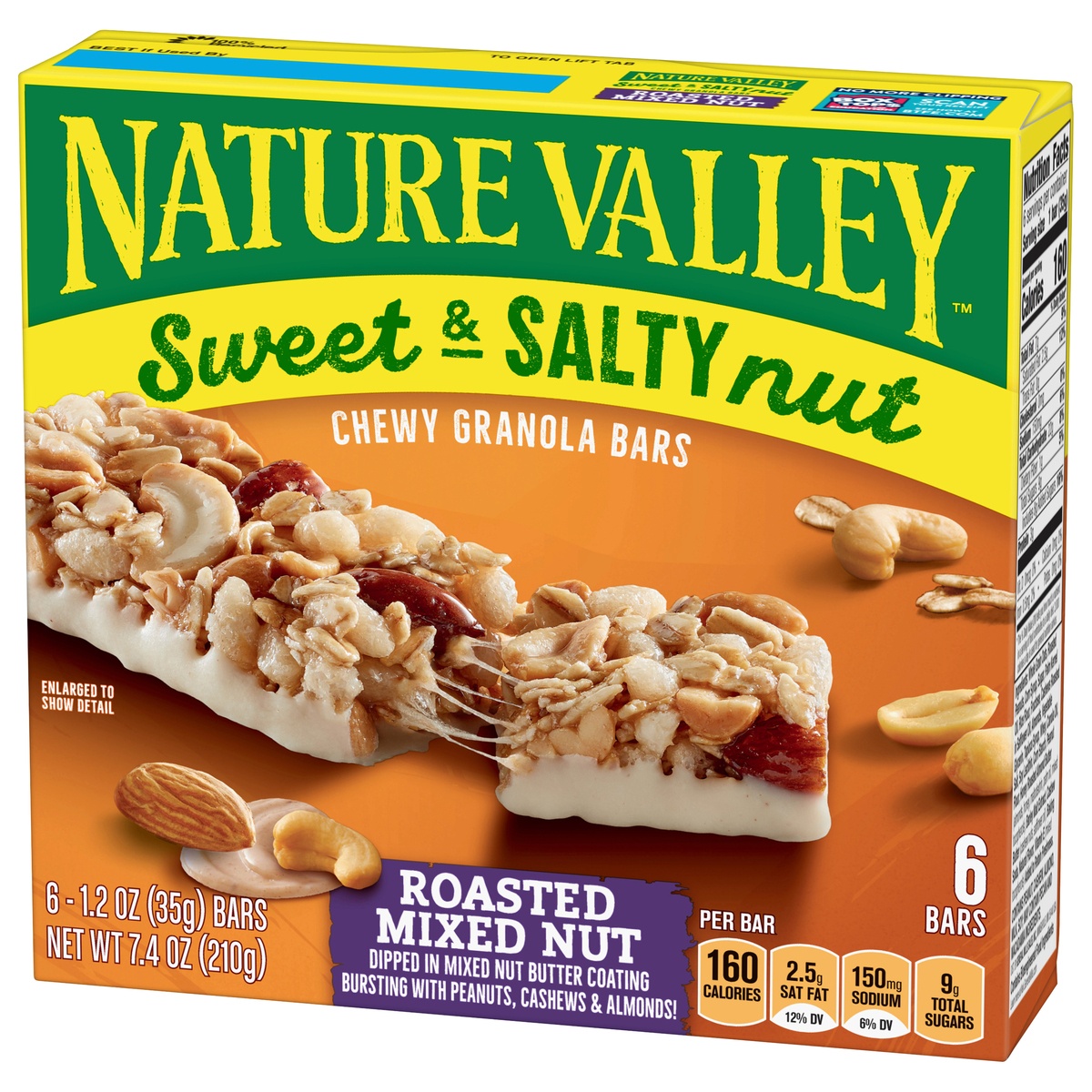 slide 4 of 9, Nature Valley Granola Bars, Sweet and Salty Nut, Roasted Mixed Nut, 6 ct, 6 ct