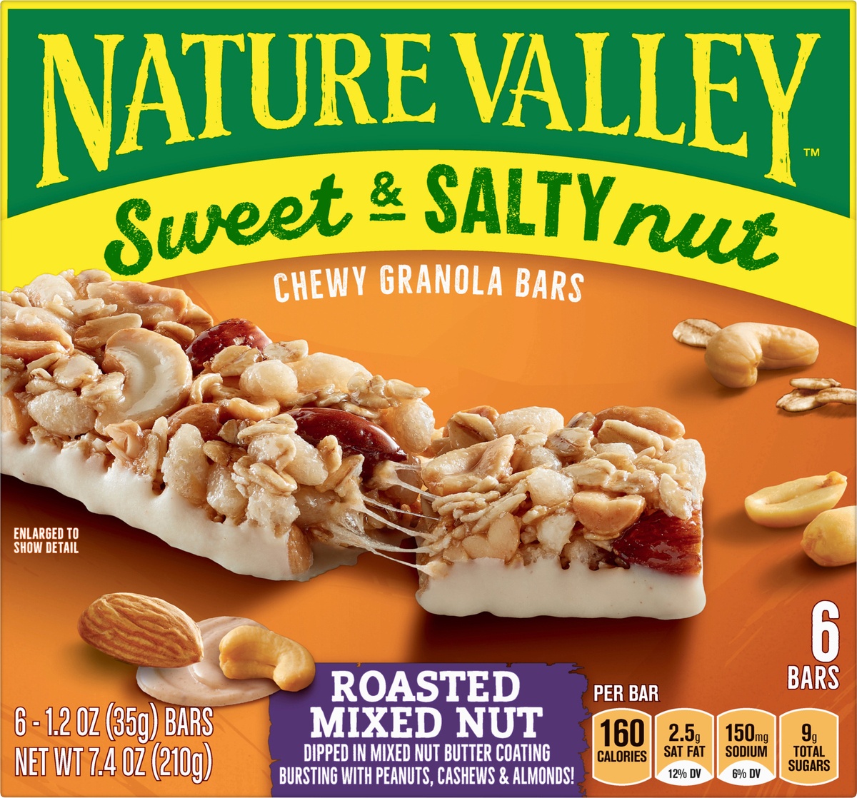 slide 7 of 9, Nature Valley Granola Bars, Sweet and Salty Nut, Roasted Mixed Nut, 6 ct, 6 ct