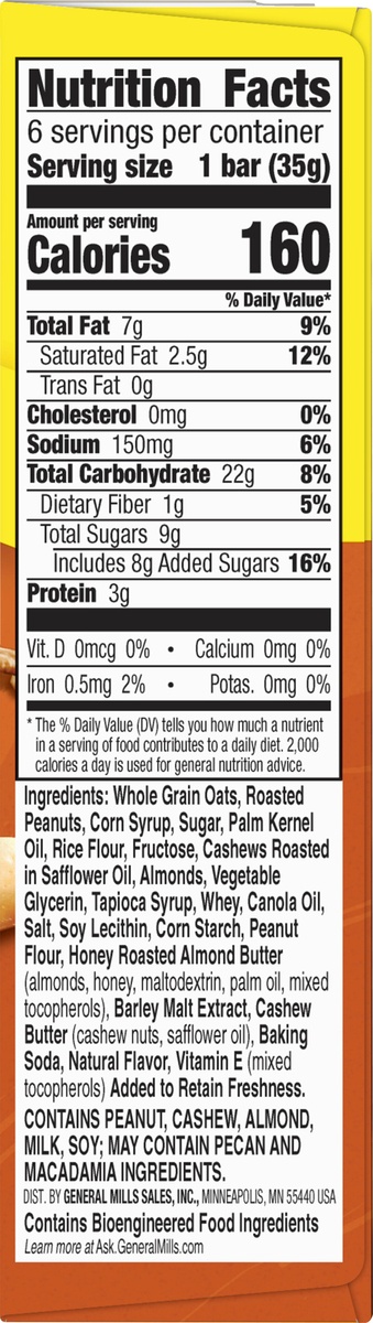 slide 8 of 9, Nature Valley Granola Bars, Sweet and Salty Nut, Roasted Mixed Nut, 6 ct, 6 ct