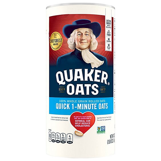 slide 1 of 1, Quaker Oats Whole Grain Quick 1 Minute - 42 Oz, 42 oz