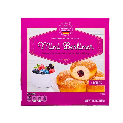 slide 1 of 1, Lidl Preferred Selection frozen mini Berliner, 11.8 oz / 11.4 oz