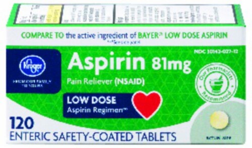 slide 1 of 1, Kroger Low Dose Aspirin 81Mg, 120 ct