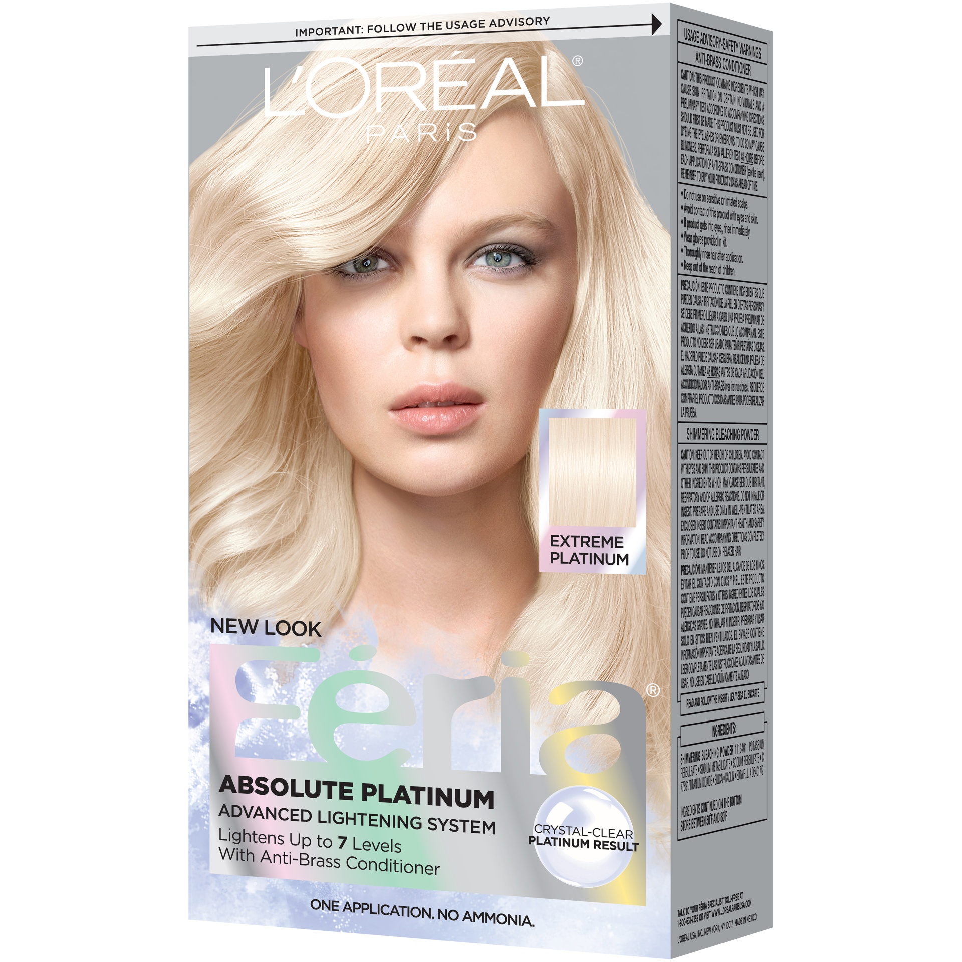 slide 3 of 7, L'Oréal Feria Absolute Platinum Advanced Lightening System with Anti-Brass Conditioner - 1 kit, 1 kit