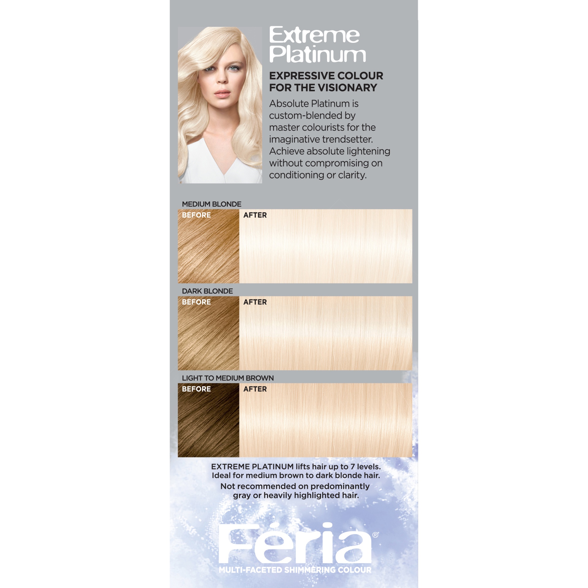slide 4 of 7, L'Oréal Feria Absolute Platinum Advanced Lightening System with Anti-Brass Conditioner - 1 kit, 1 kit