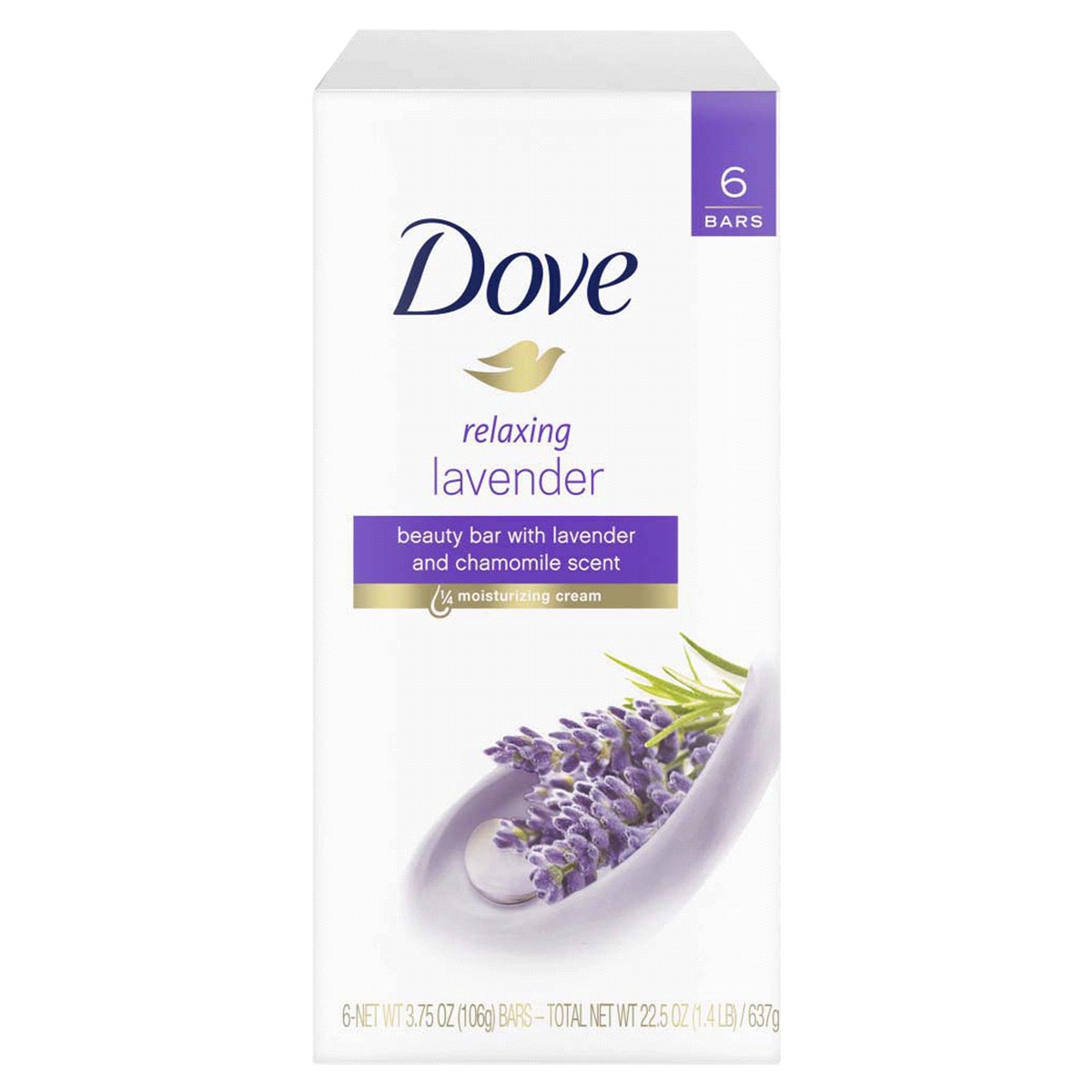 slide 8 of 9, Dove Relaxing Lavender Bar Soap, 6 ct