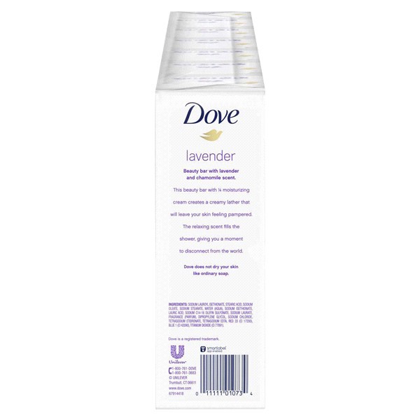 slide 7 of 9, Dove Relaxing Lavender Bar Soap, 6 ct