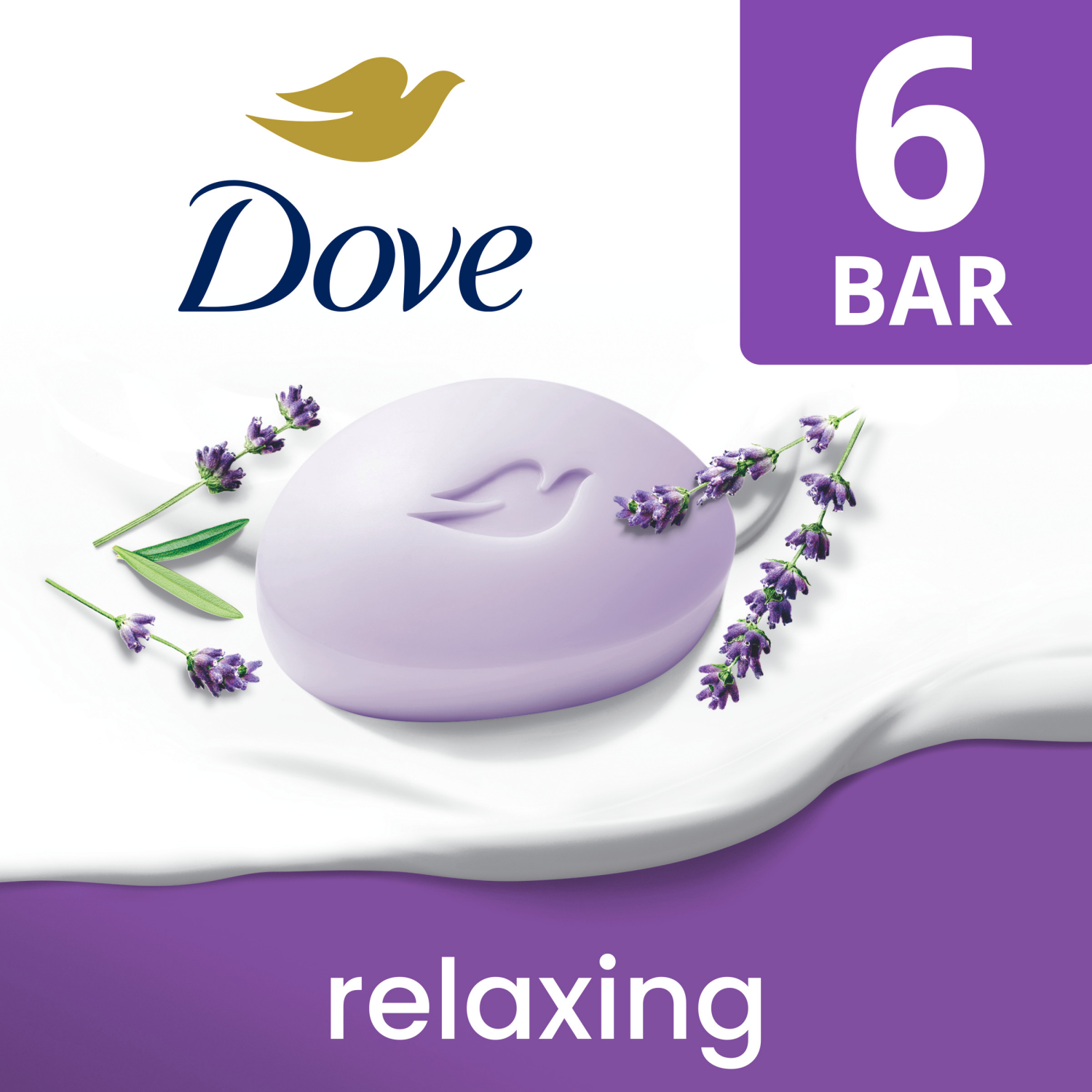 slide 1 of 8, Dove Beauty Bar Beauty Bar Soap Relaxing Lavender Oil & Chamomile 3.75 Oz, 6 ct