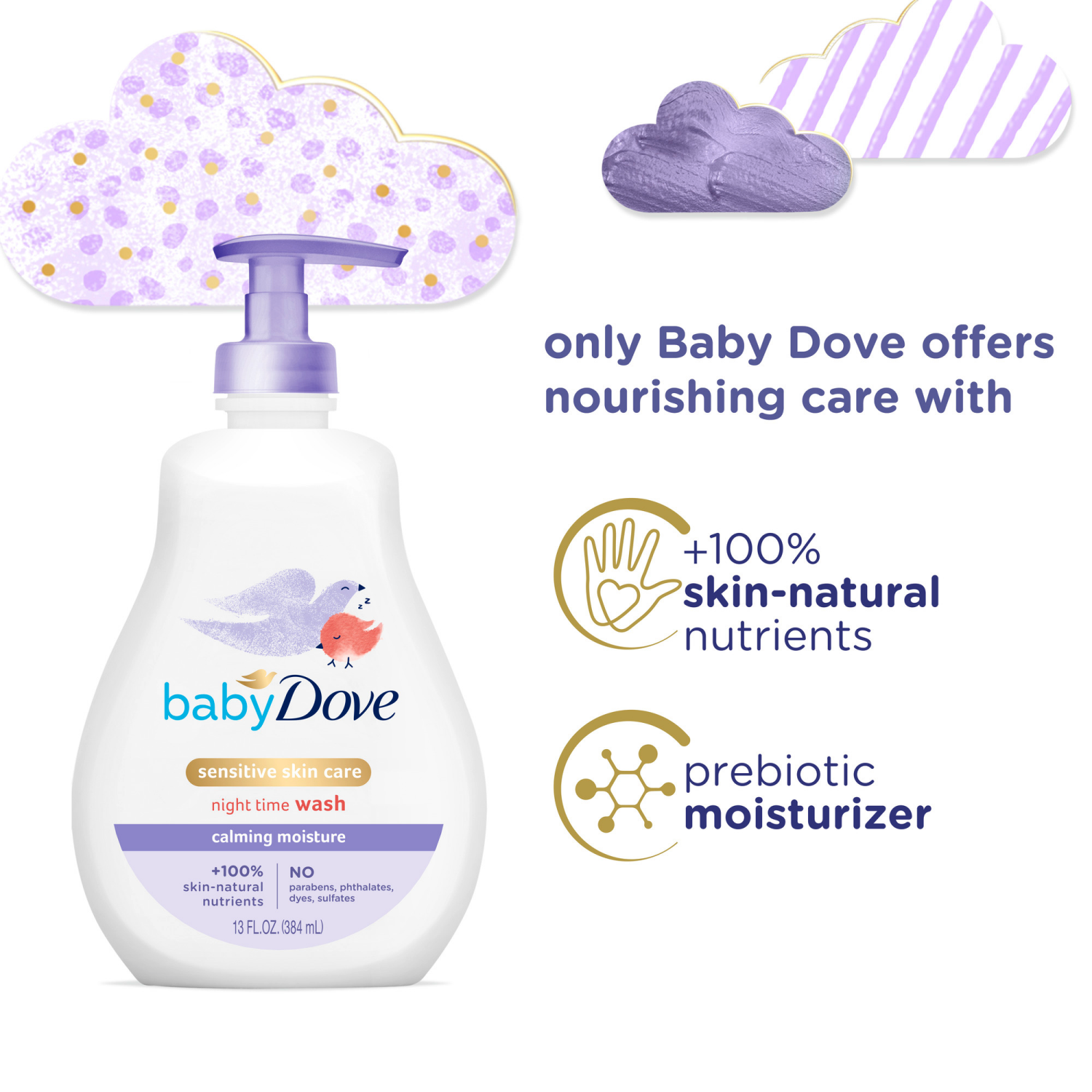 slide 3 of 3, Baby Dove Sensitive Skin Care Baby Wash Calming Moisture 13 oz, 13 fl oz