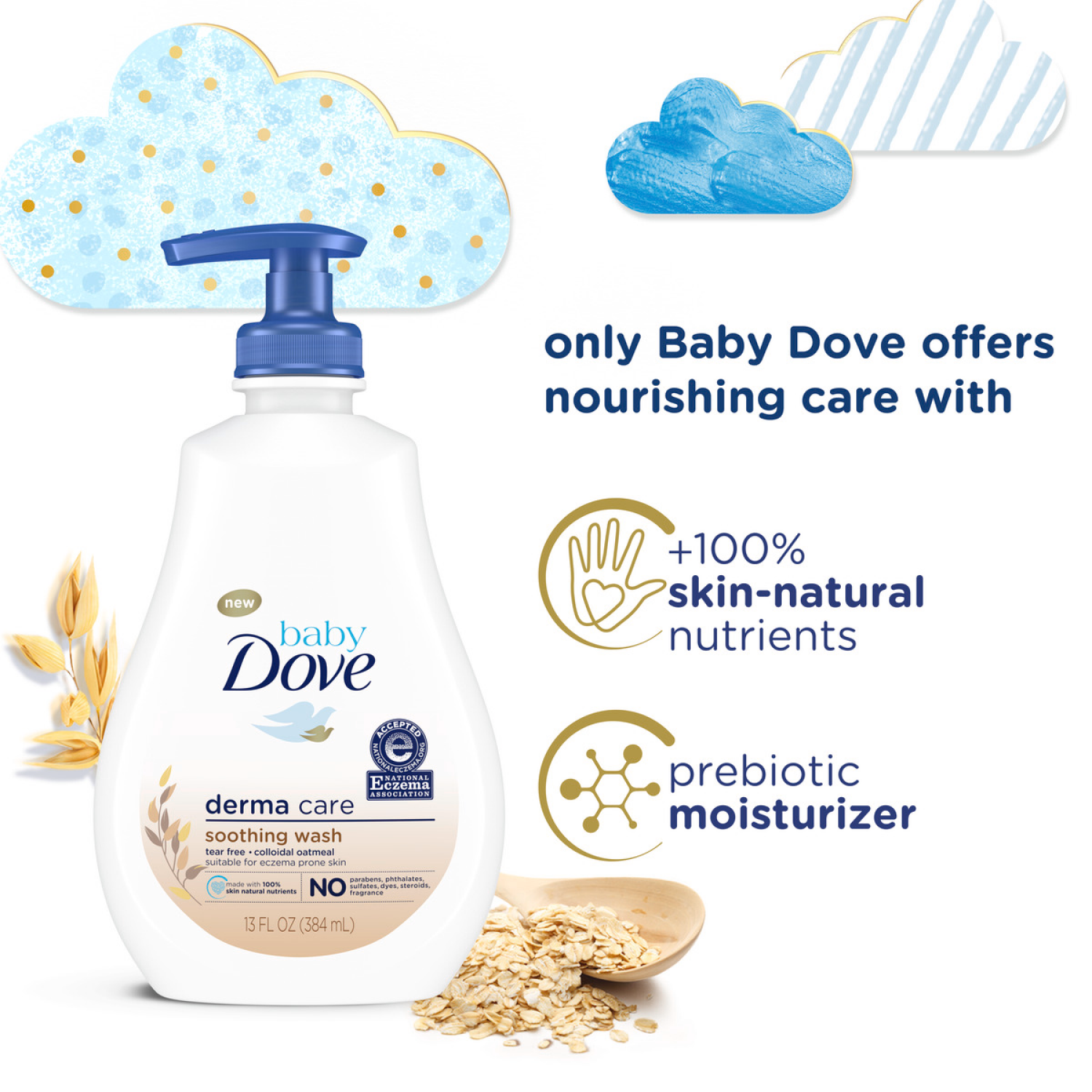 slide 2 of 5, Baby Dove Derma Care Soothing Wash 13 Oz, 13 fl oz