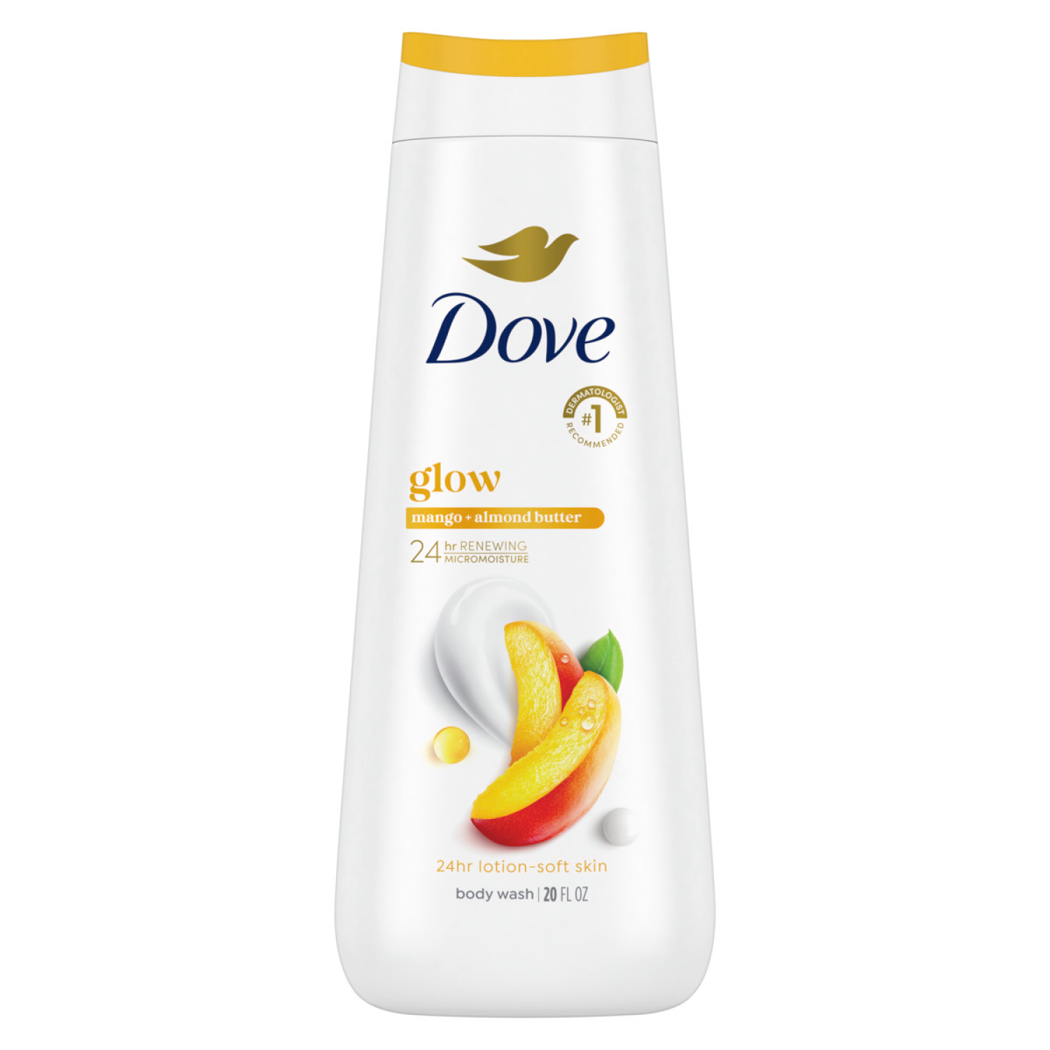 slide 4 of 5, Dove Body Wash Glow Mango & Almond Butter 20 oz, 20 fl oz