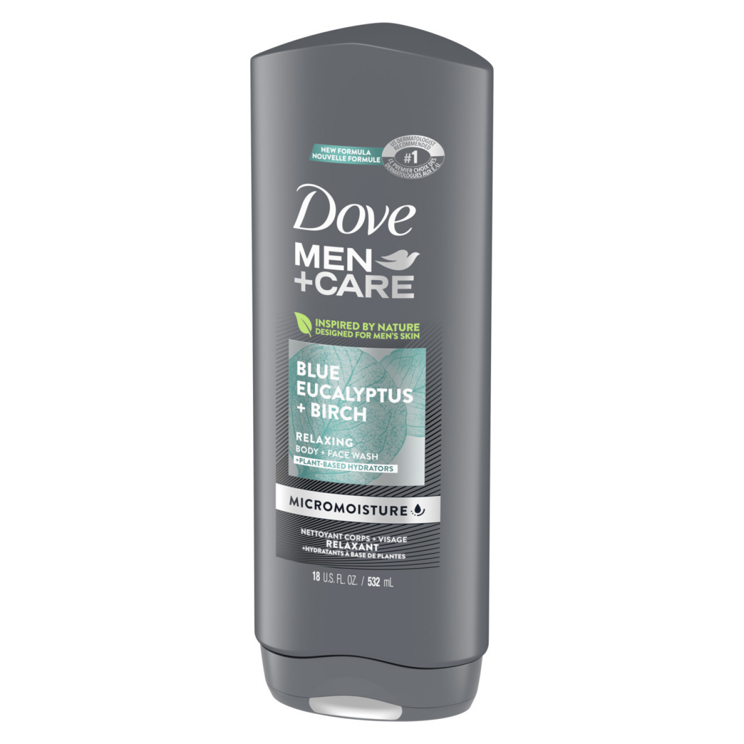 slide 2 of 5, Dove Men+Care Dove Relaxing Blue Eucalyptus + Birch Body and Face Wash, 18 oz