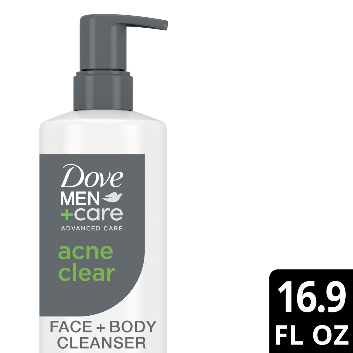 slide 1 of 21, Dove Men+Care Acne Clear Face + Body Cleanser 16.9 fl oz, 16.9 fl oz