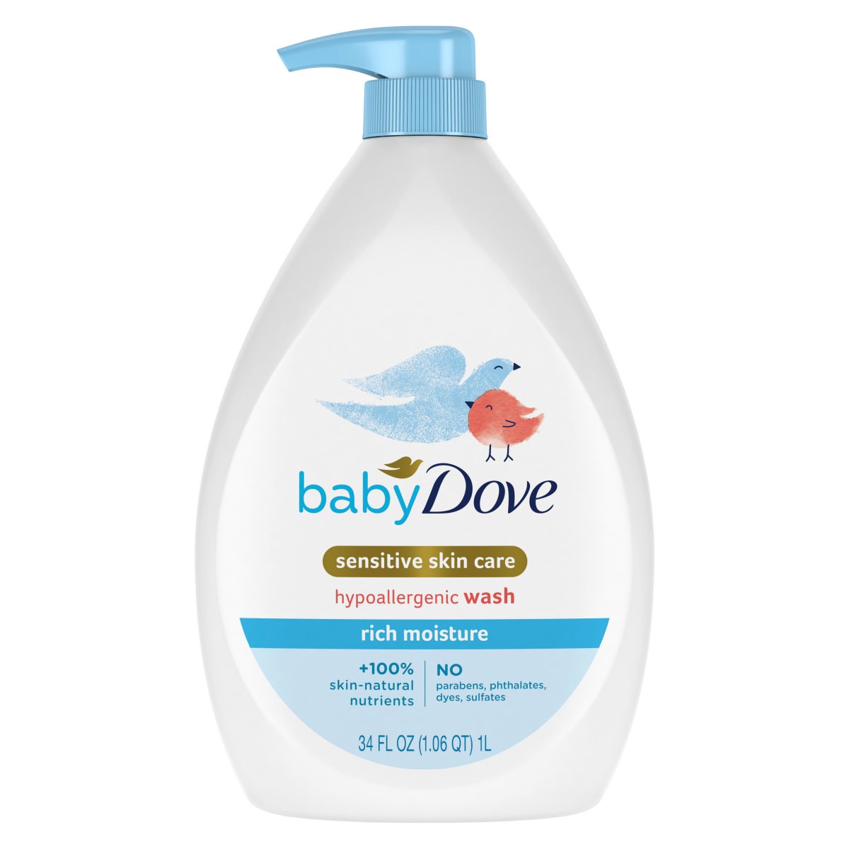 slide 13 of 21, Baby Dove Sensitive Skin Care Baby Wash Rich Moisture, 34 oz