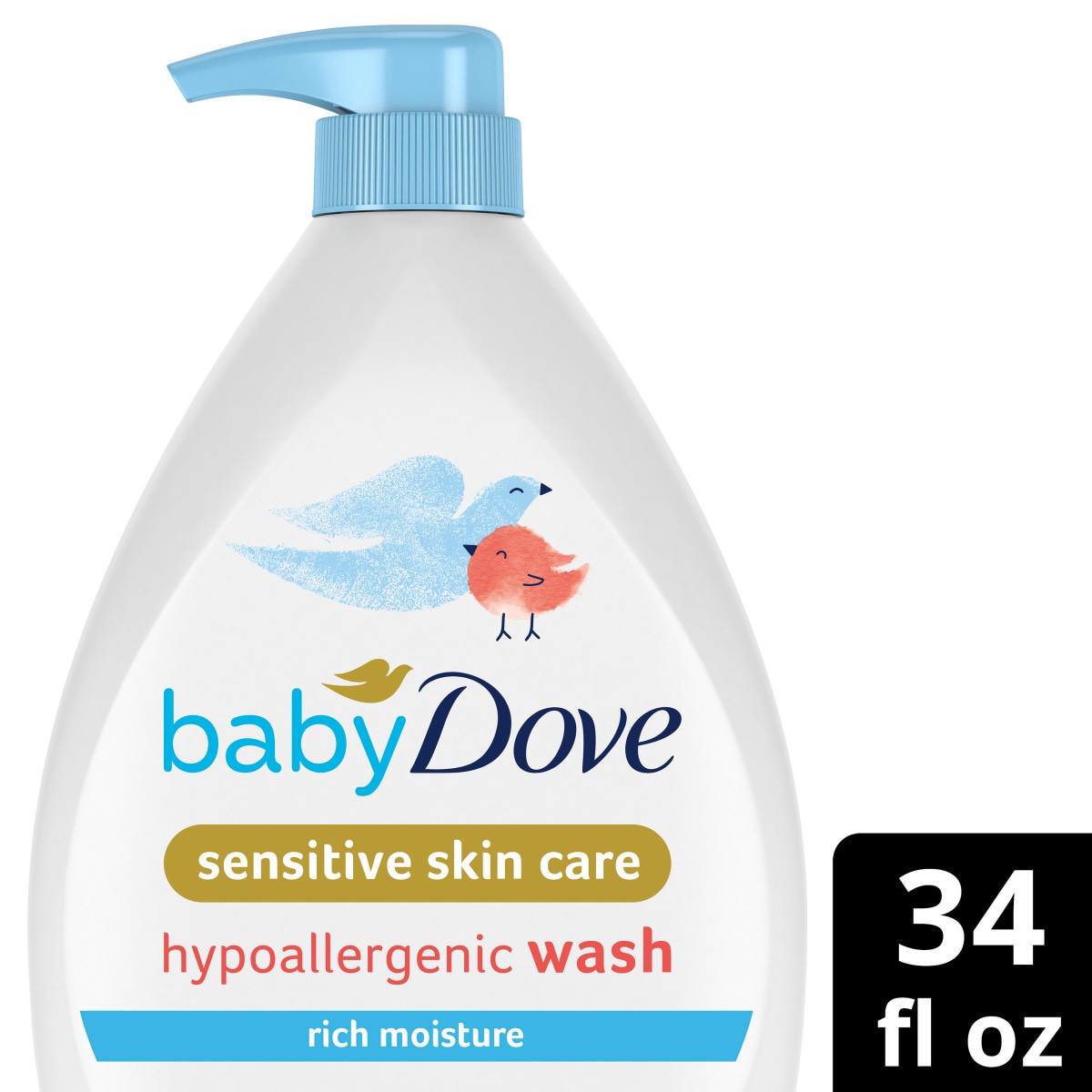 slide 1 of 21, Baby Dove Sensitive Skin Care Baby Wash Rich Moisture, 34 oz
