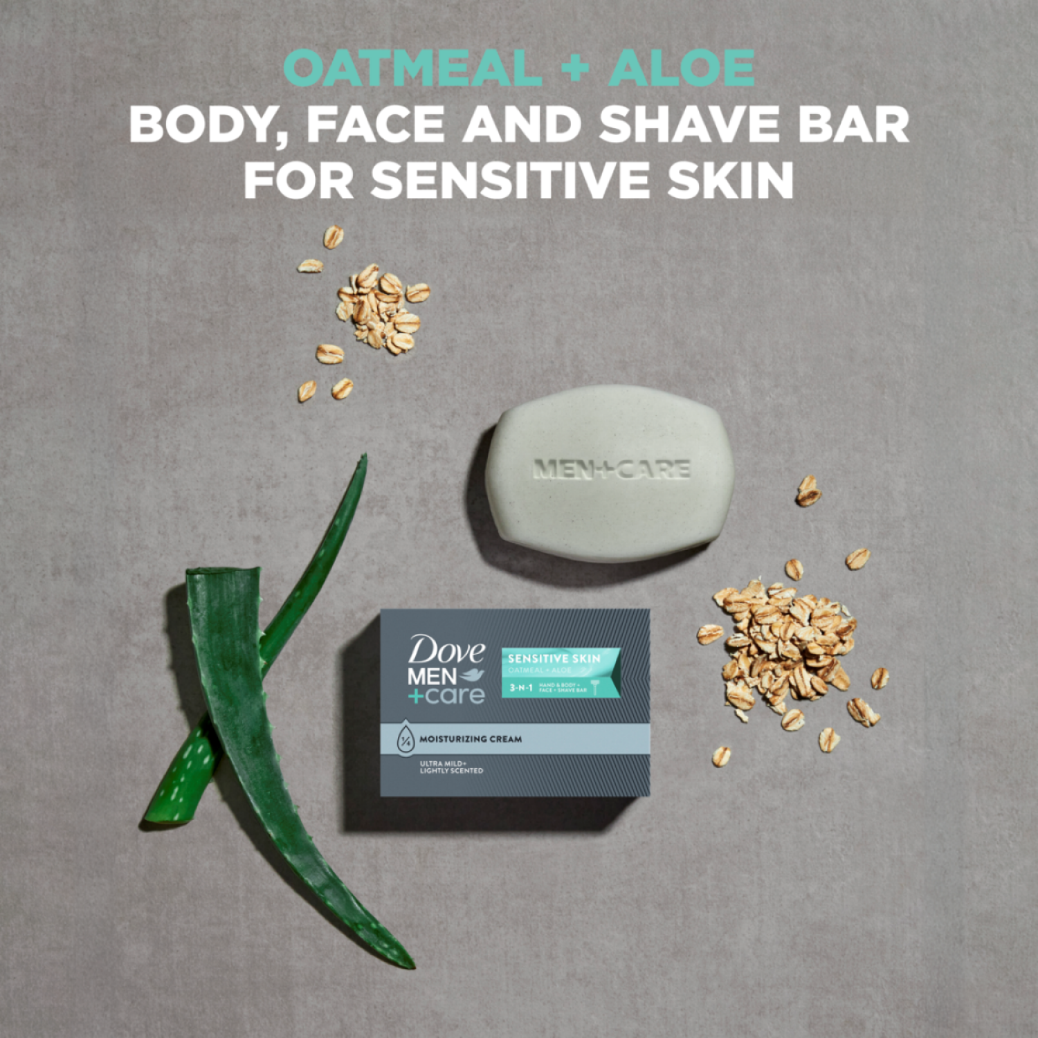 slide 3 of 6, Dove Men+Care Senstive Skin 3-in-1 Bar Soap - Oatmeal & Aloe, 6 ct
