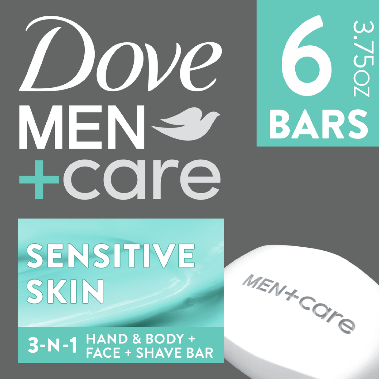 slide 1 of 6, Dove Men+Care Senstive Skin 3-in-1 Bar Soap - Oatmeal & Aloe, 6 ct