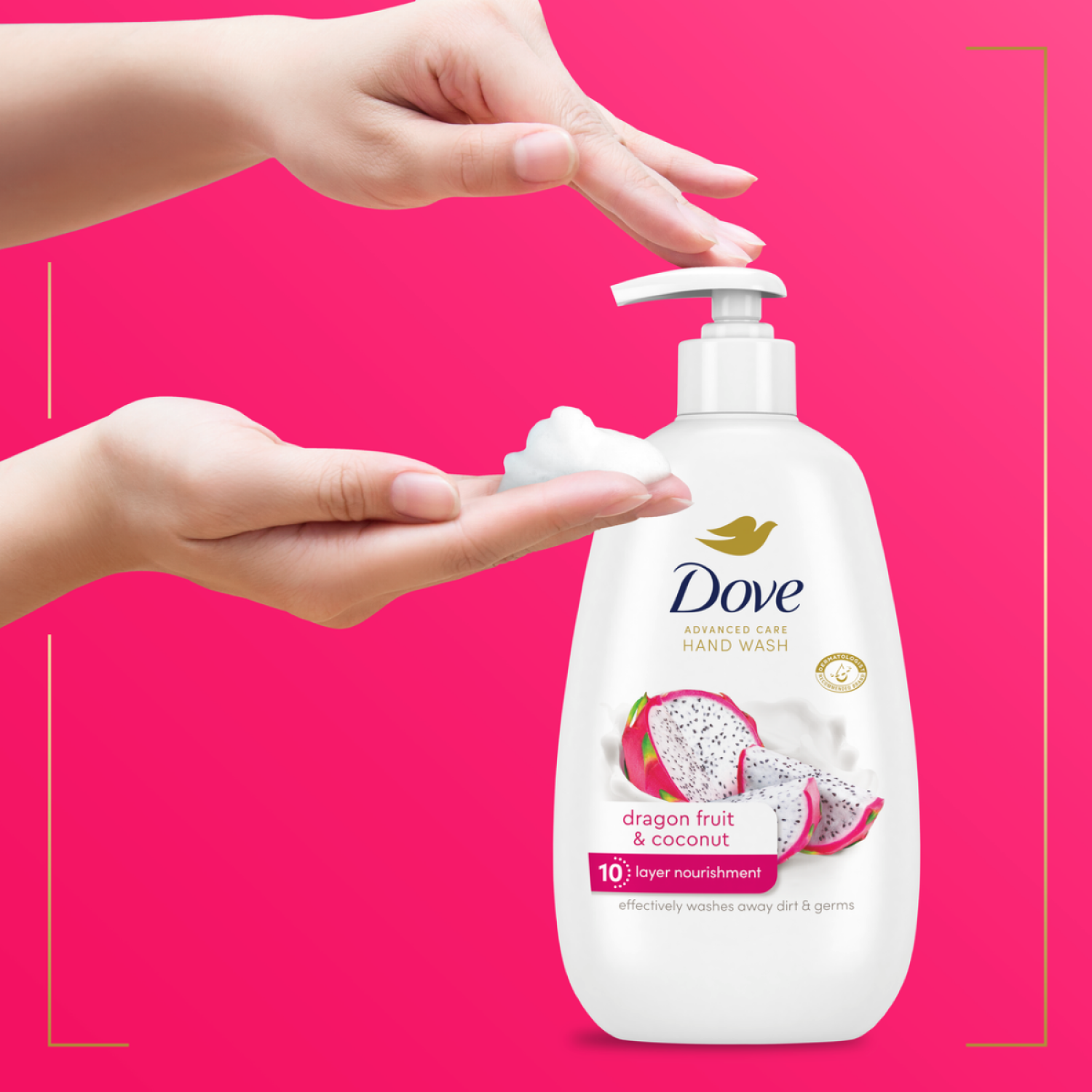 slide 4 of 5, Dove Advanced Care Dragon Fruit & Coconut Hand Wash 12 fl oz, 12 fl oz