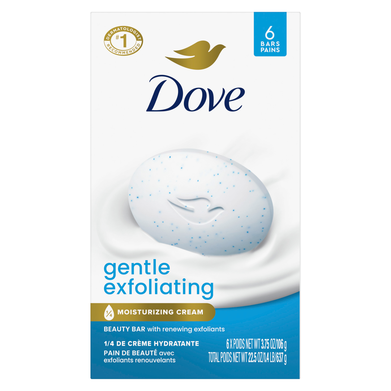 slide 6 of 8, Dove Gentle Exfoliating With Mild Cleanser Beauty Bar, 6 ct