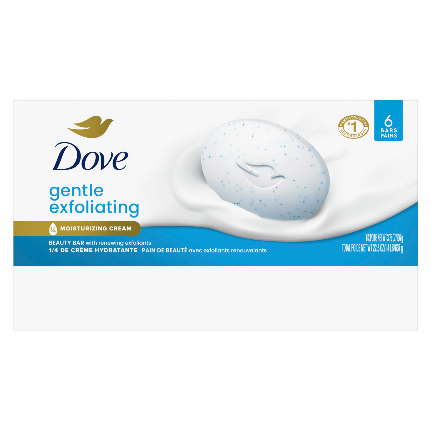 slide 7 of 8, Dove Gentle Exfoliating With Mild Cleanser Beauty Bar, 6 ct