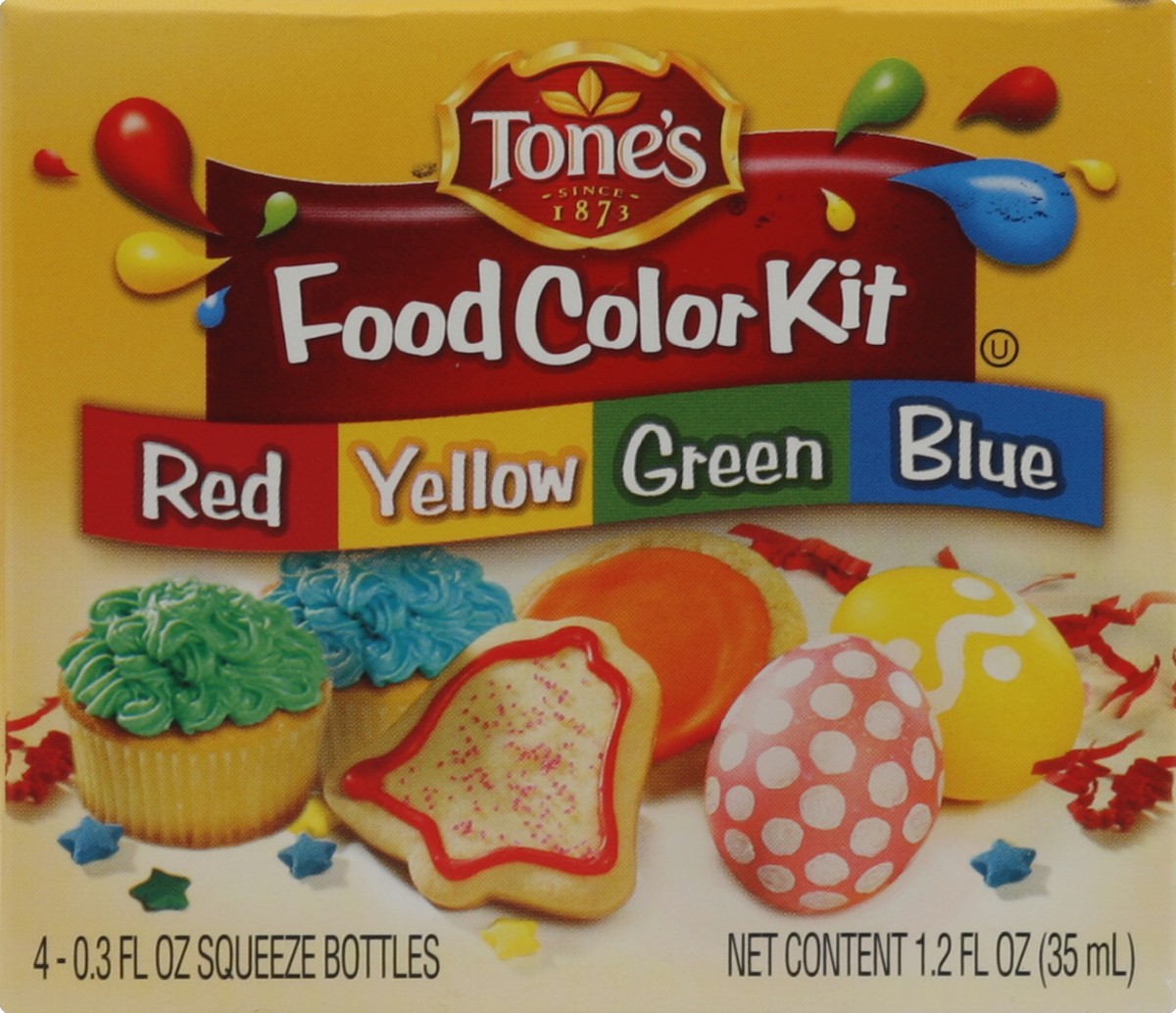 slide 3 of 4, Tone's Food Color Kit, 0.3 fl oz, 4 Count, 4 ct