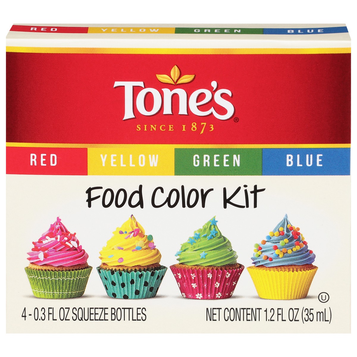 slide 1 of 4, Tone's Food Color Kit, 0.3 fl oz, 4 Count, 4 ct