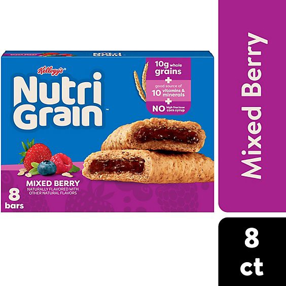 slide 1 of 14, Nutri-Grain Breakfast Bars Mixed Berry Made With 10g Whole Grains - 8 - 10.4 Oz, 8 ct