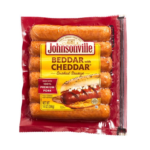 slide 1 of 1, Johnsonville® smoked sausage, Beddar with Cheddar®, 14 oz