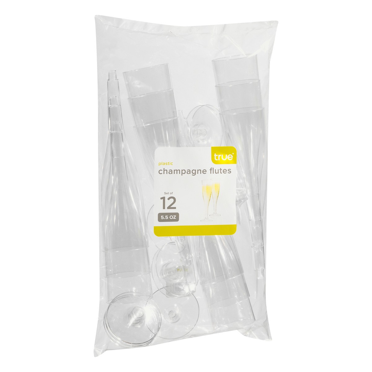 slide 3 of 10, TRUE 5.5 Ounce Plastic Champagne Flutes 12 ea, 12 ct