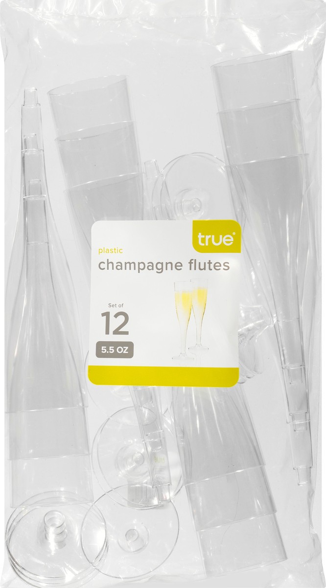 slide 5 of 10, TRUE 5.5 Ounce Plastic Champagne Flutes 12 ea, 12 ct