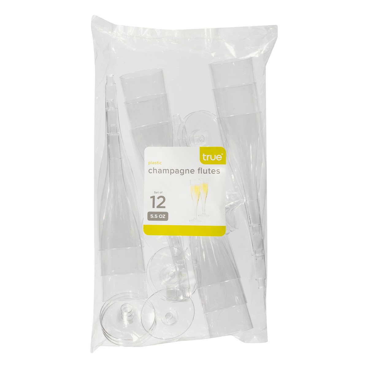 slide 9 of 10, TRUE 5.5 Ounce Plastic Champagne Flutes 12 ea, 12 ct