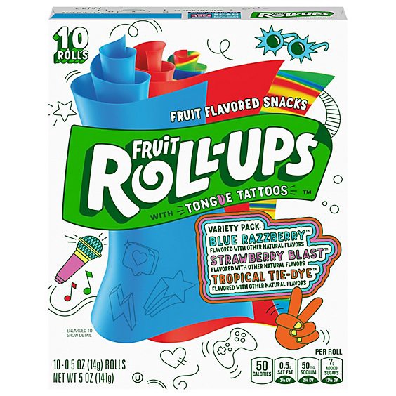 slide 1 of 1, Fruit Roll-Ups Fruit Flavored Snacks Variety Pack - 10-0.5 Oz, 5 ct