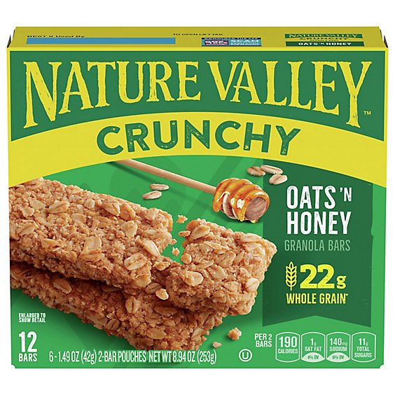 slide 1 of 11, Nature Valley Granola Bars Crunchy Oats N Honey - 6-1.49 Oz, 6 ct